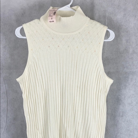 Women’s Turtle Neck Cream Cutoff Sweater - Picture 2 of 5